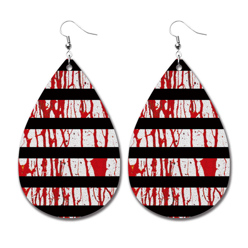 Wholesale 2pairs/pack Halloween Ghost Horror Funny Water Drop PU Earrings